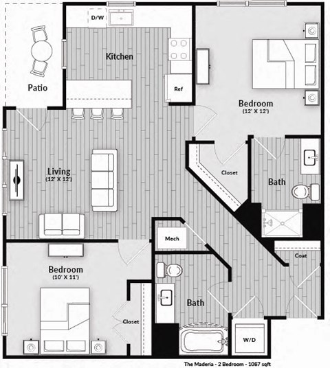 The Madeira Floorplan at The Harrison, Newtown Square